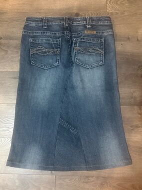 Homemade from Jeans. Women's Dark Blue Denim Skirt - Classic Back Pocket Detail.